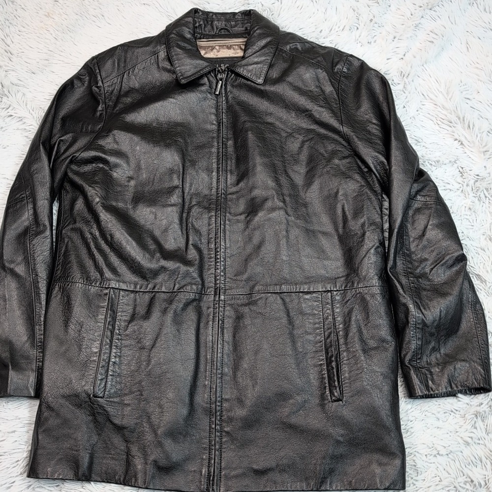 Wilsons Pelle Studio Jacket Mens M Black Softshell Removable Liner Comfy Preppy